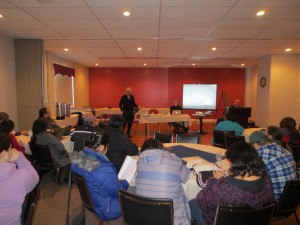 Phil Fontaine along with John and Gerry, facilitating an Innu leaders forum on health and healing  in February 2012